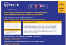Nitte (Deemed-to-be University), Bangalore Wanted Professor, Associate Professor, and Assistant Professor