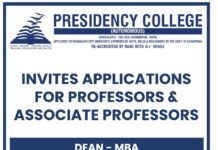 Presidency University, Bengaluru Wanted Teaching and Non-Teaching Faculty