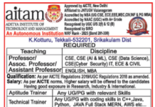 Aditya Institute of Technology and Management- Teaching Faculty