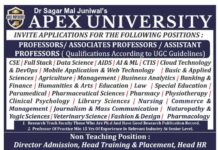 Apex University, Jaipur Wanted Professor/ Associate Professor/ Assistant Professor