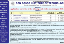 Don Bosco Institute Of Technology, Mumbai wanted Professor / Associate Professor / Assistant Professor