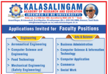 Faculty Positions at Kalasalingam Academy of Research and Education