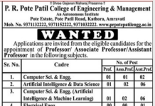 P.R Pote Patil College of Engineering & Management, Amravati, Wanted Professor, Associate Professor, and Assistant Professor
