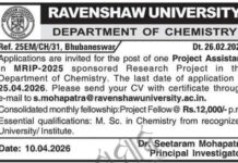 Ravenshaw University Cuttack , Odisha wanted Project Assistant
