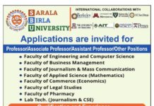 Sarala Birla University, Ranchi – Teaching/Non-Teaching Jobs