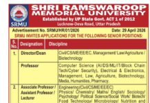 Faculty Recruitment at Shri Ramswaroop Memorial University, Lucknow