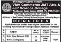 VMV Commerce JMT Arts & JJP Science College, Nagpur Wanted Assistant Professor