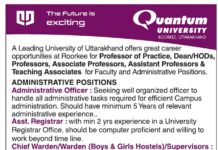 Quantum University, Roorkee Recruitment 2026 – Faculty and Administrative Jobs Opportunity