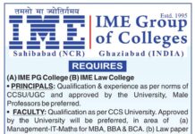 IME Group of Colleges, Ghaziabad Faculty Recruitment 2026 – Apply for Principal & Faculty Posts IME Group of Colleges, Ghaziabad Faculty Recruitment 2026 – Apply for Principal & Faculty Posts