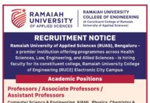 Faculty Recruitment, Ramaiah University College of Engineering Bengaluru Faculty Recruitment, Ramaiah University College of Engineering Bengaluru