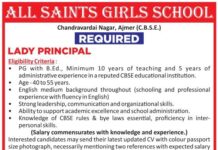 Academic Recruitment at All Saints Girls School, Ajmer Academic Recruitment at All Saints Girls School, Ajmer