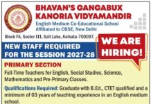 Teaching Jobs at Bhavan’s Gangabux Kanoria Vidyamandir, Kolkata Teaching Jobs at Bhavan's Gangabux Kanoria Vidyamandir, Kolkata