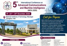 International Conference on Advanced Communications and Machine Intelligence at Warangal, Telangana International Conference on Advanced Communications and Machine Intelligence at Warangal, Telangana